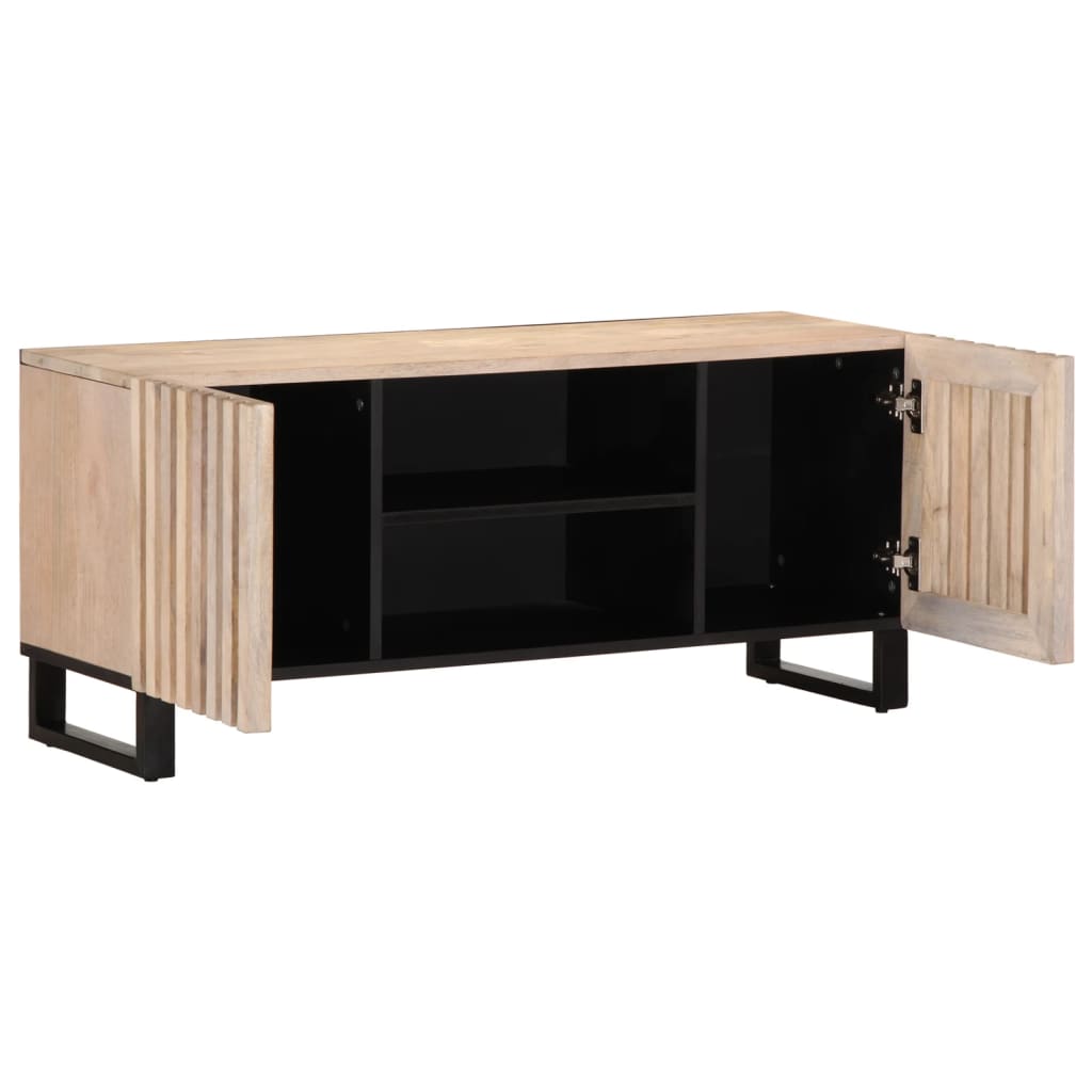 vidaXL TV-benk hvit 105x34x46 cm grovt heltre mangotre