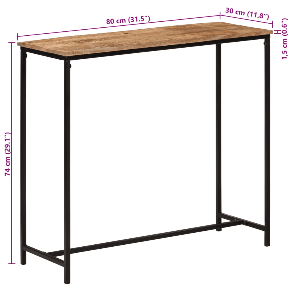 vidaXL Konsollbord 80x30x74 cm heltre mango og jern