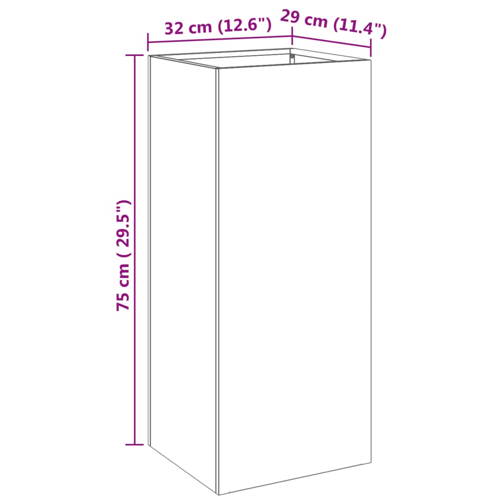 vidaXL Plantekasse sølv 32x29x75 cm rustfritt stål