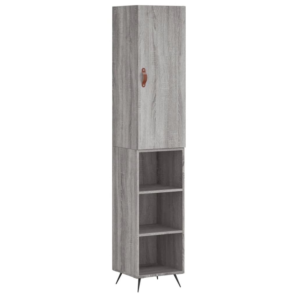 vidaXL Highboard grå sonoma 34,5x34x180 cm konstruert tre