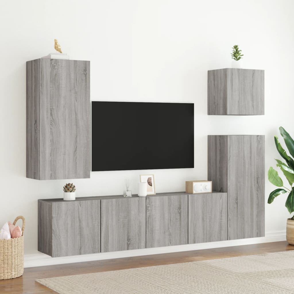 vidaXL Veggmontert TV-benk grå sonoma 80x30x41 cm