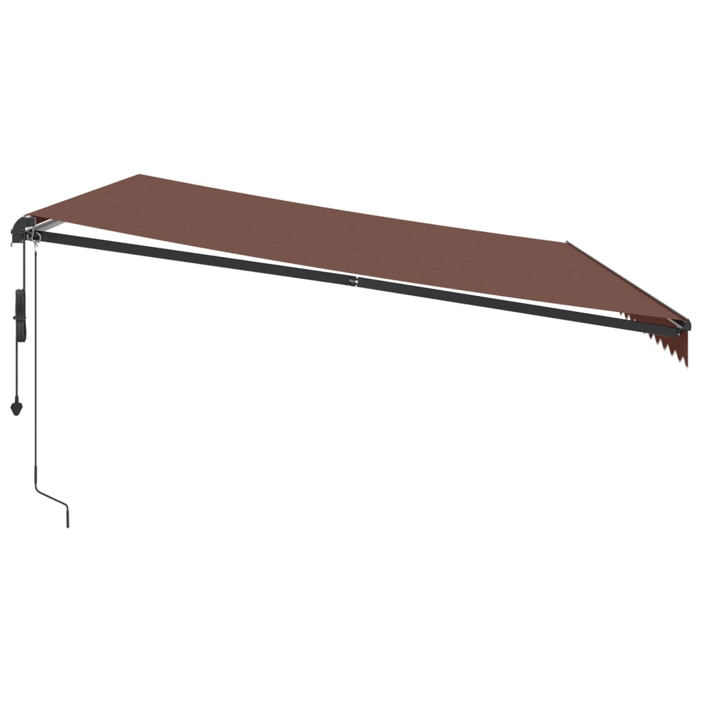 vidaXL Automatisk uttrekkbar markise med LED brun 500x350 cm