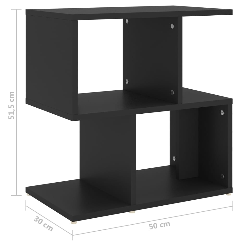 vidaXL Nattbord svart 50x30x51,5 cm konstruert tre