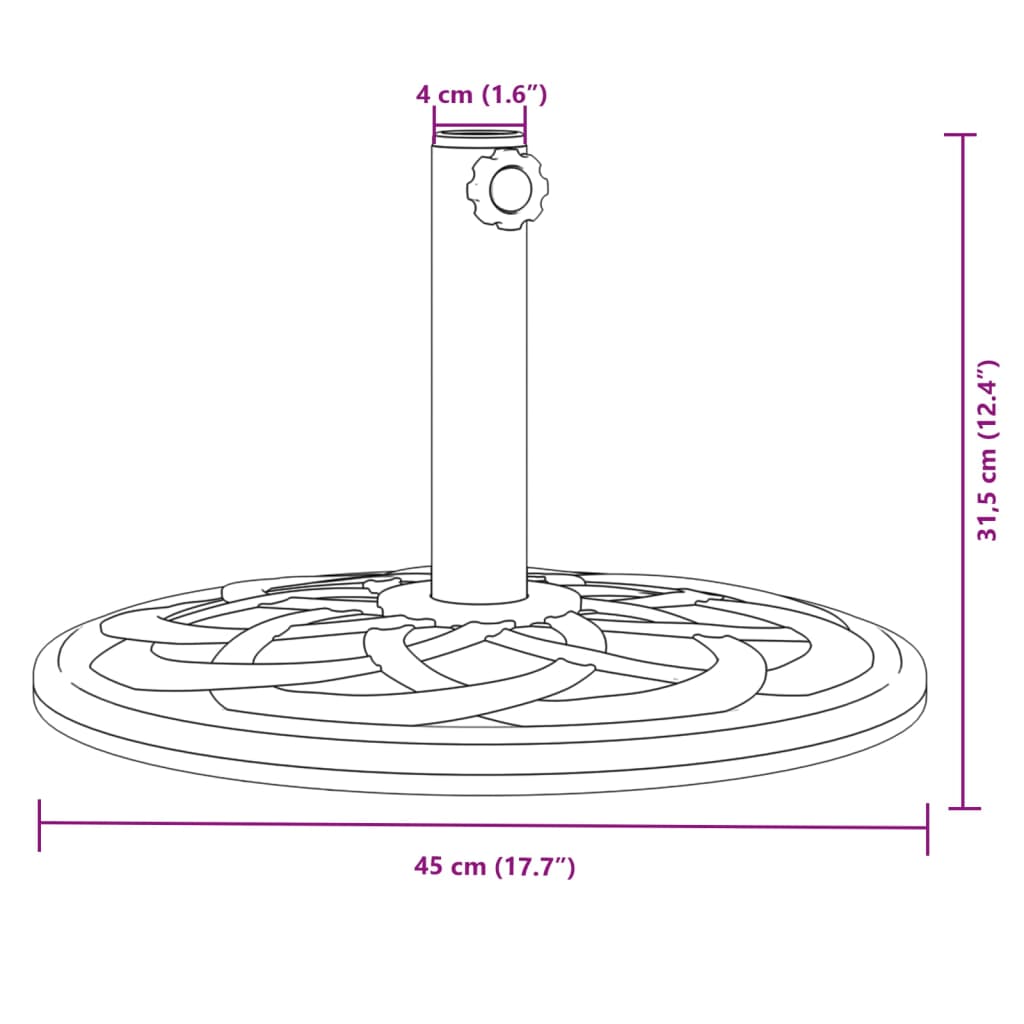 vidaXL Parasollfot for Ø38 / 48 mm stenger 12 kg rund