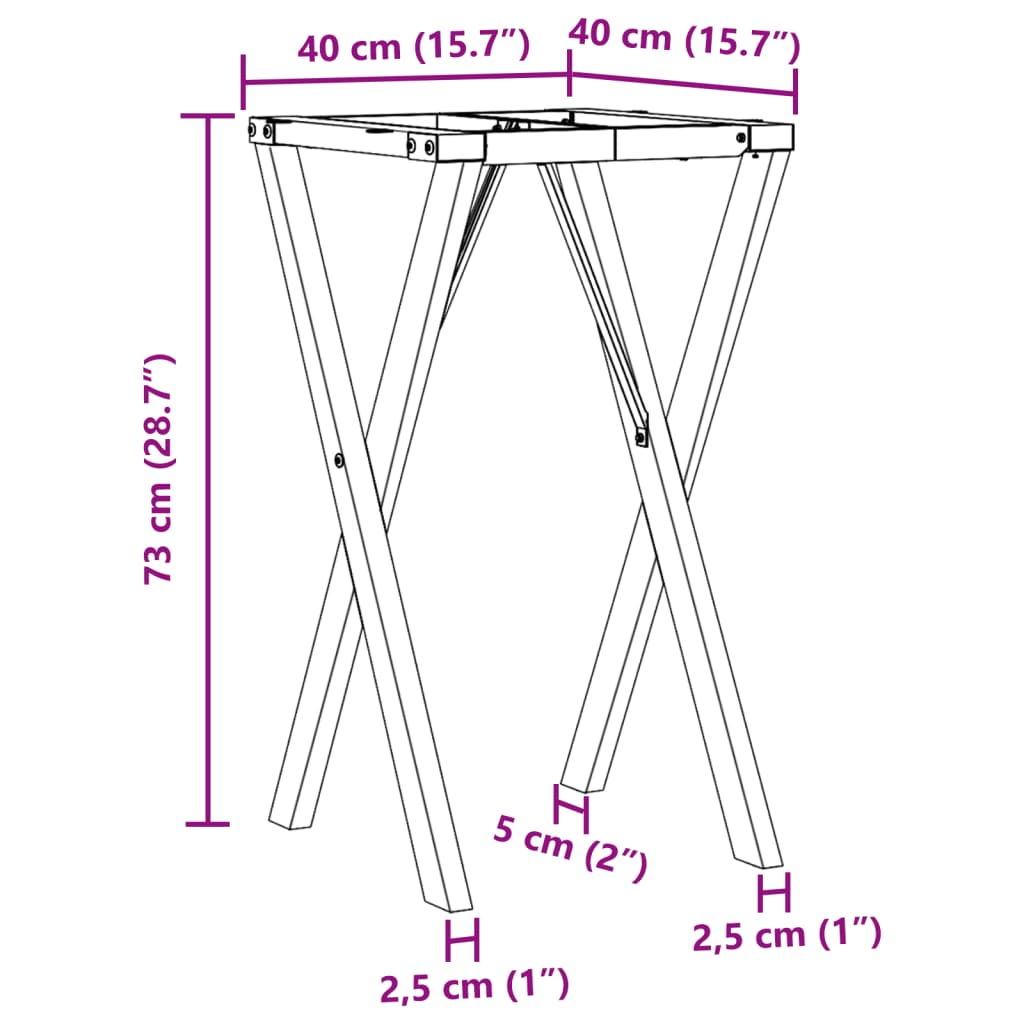 vidaXL Ben for spisebord X-ramme 40x40x73 cm støpejern