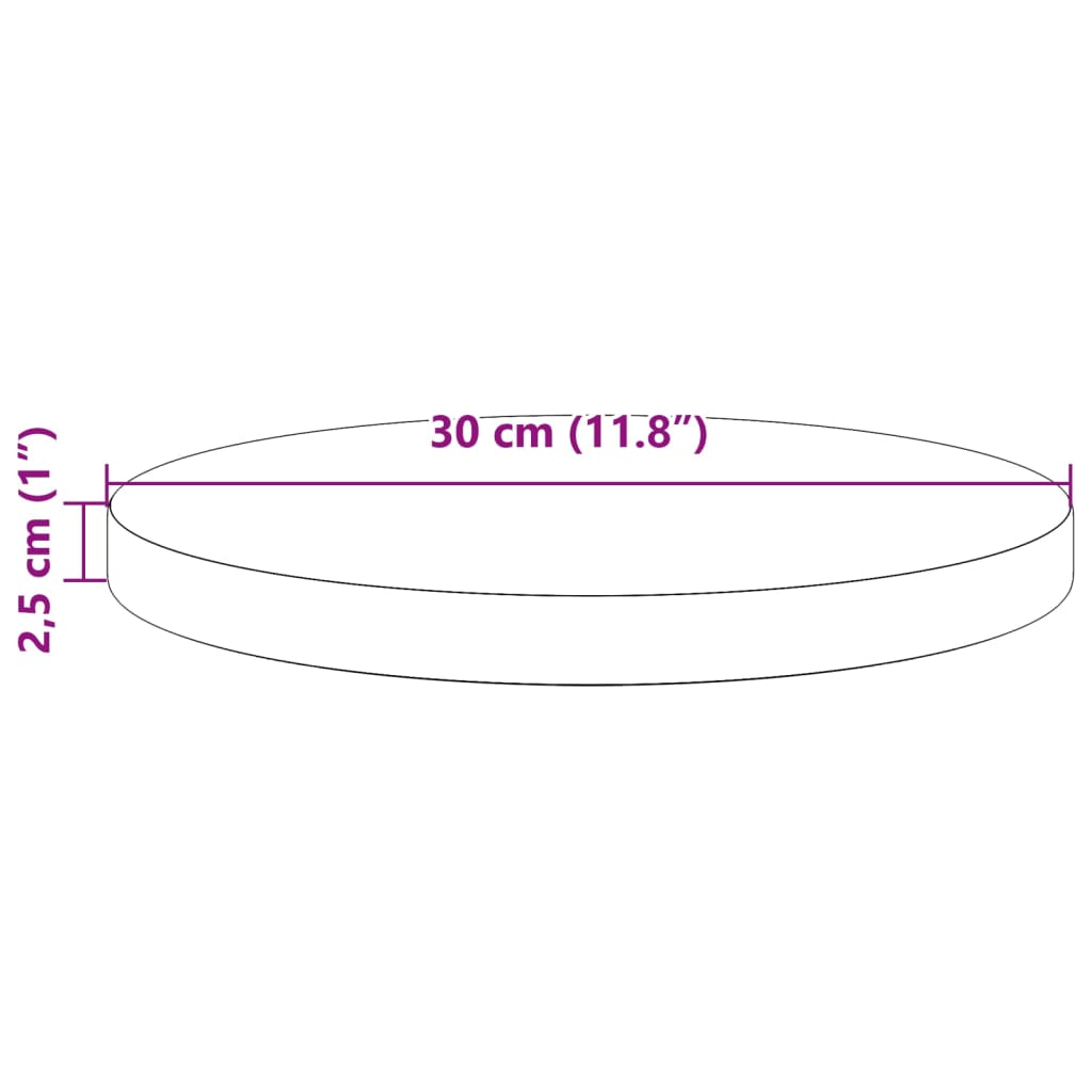 vidaXL Bordplate rund voksbrun Ø30x2,5 cm heltre furu