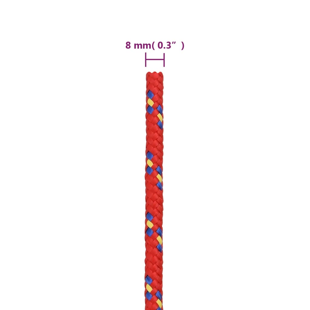 vidaXL Båttau rød 8 mm 250 m polypropylen