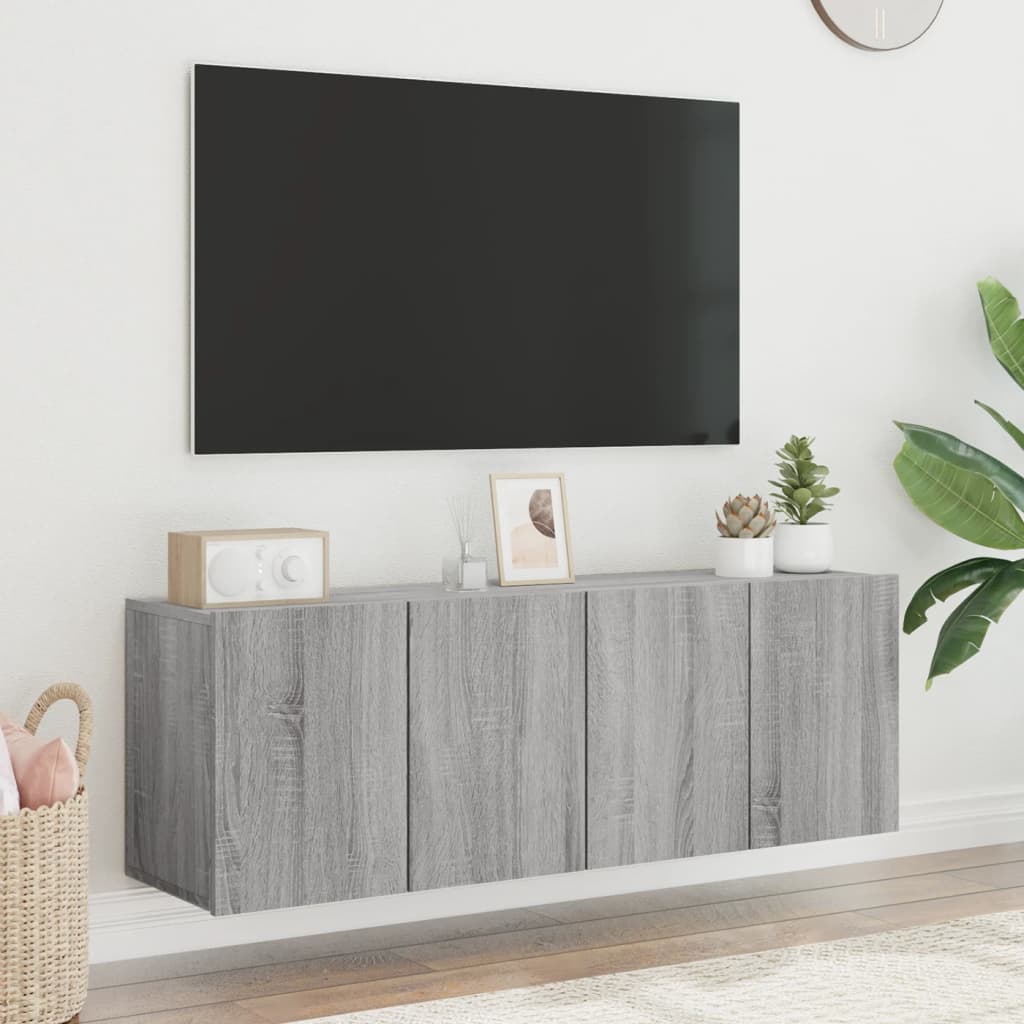 vidaXL Veggmonterte TV-benker 2 stk grå sonoma 60x30x41 cm