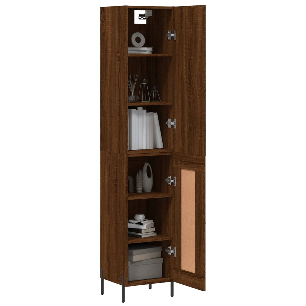 vidaXL Highboard brun eik 34,5x34x180 cm konstruert tre