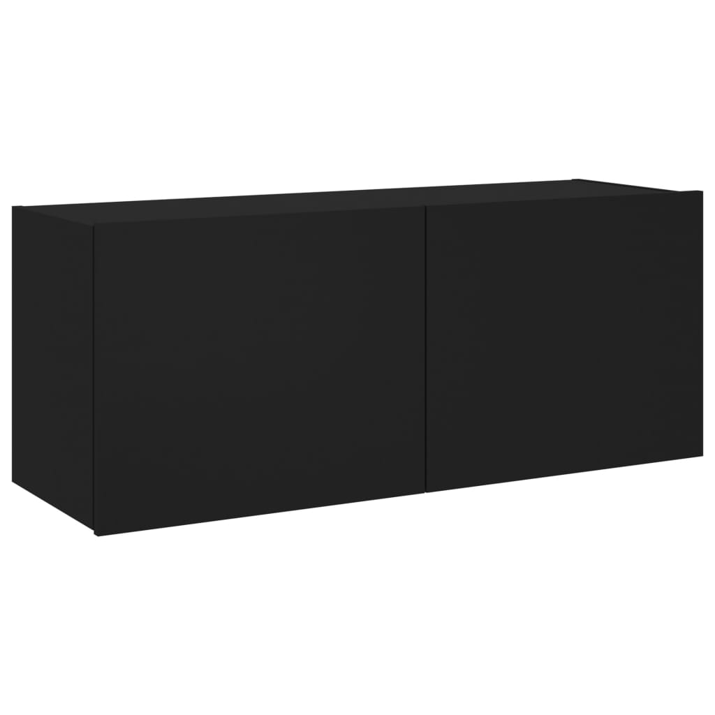 vidaXL Vegghengt TV-benk med LED svart 100x35x41 cm