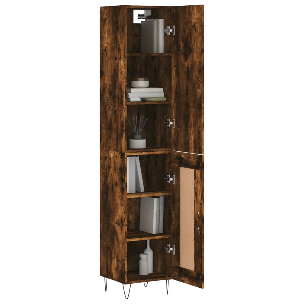 vidaXL Highboard røkt eik 34,5x34x180 cm konstruert tre