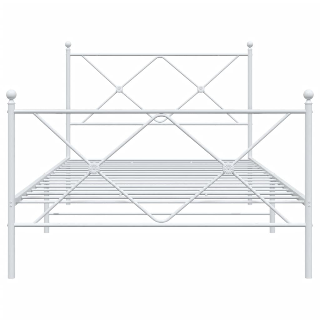 vidaXL Sengeramme i metall med hode- og fotgavl hvit 100x200 cm