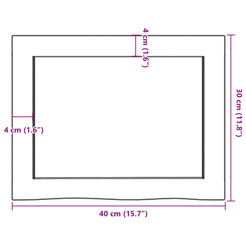 vidaXL Benkeplate til bad mørkebrun 40x30x(2-6) cm behandlet heltre