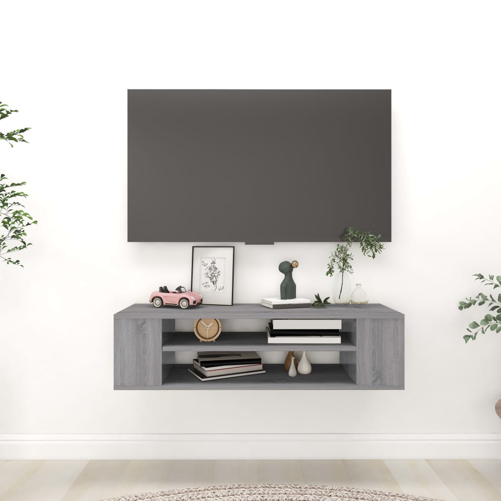 vidaXL Hengende TV-benk grå sonoma 100x30x26,5 cm konstruert tre