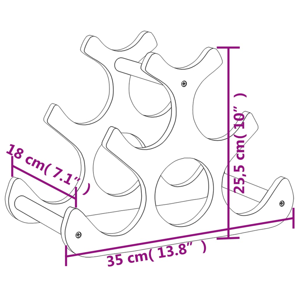 vidaXL vinstativ for 6 flasker 35x18x25,5 cm bambus