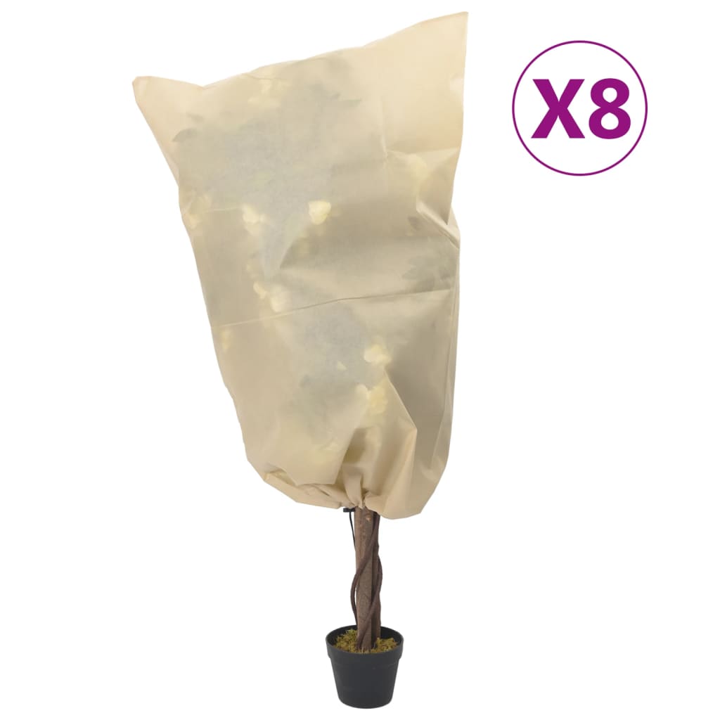 vidaXL Plantefleecetrekk med snor 8 stk 70 g/m² 0,8x1,2 m