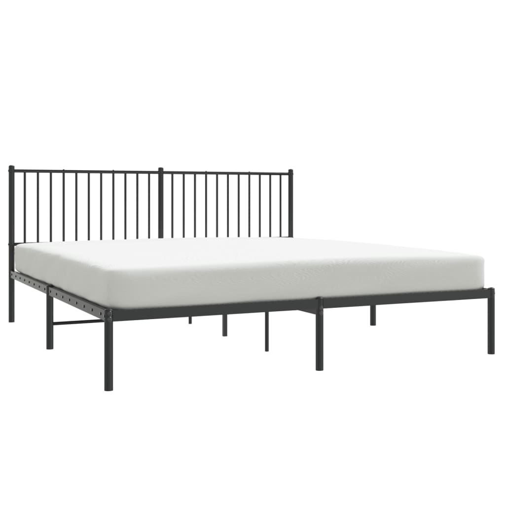 vidaXL Sengeramme i metall med sengegavl svart 183x213 cm