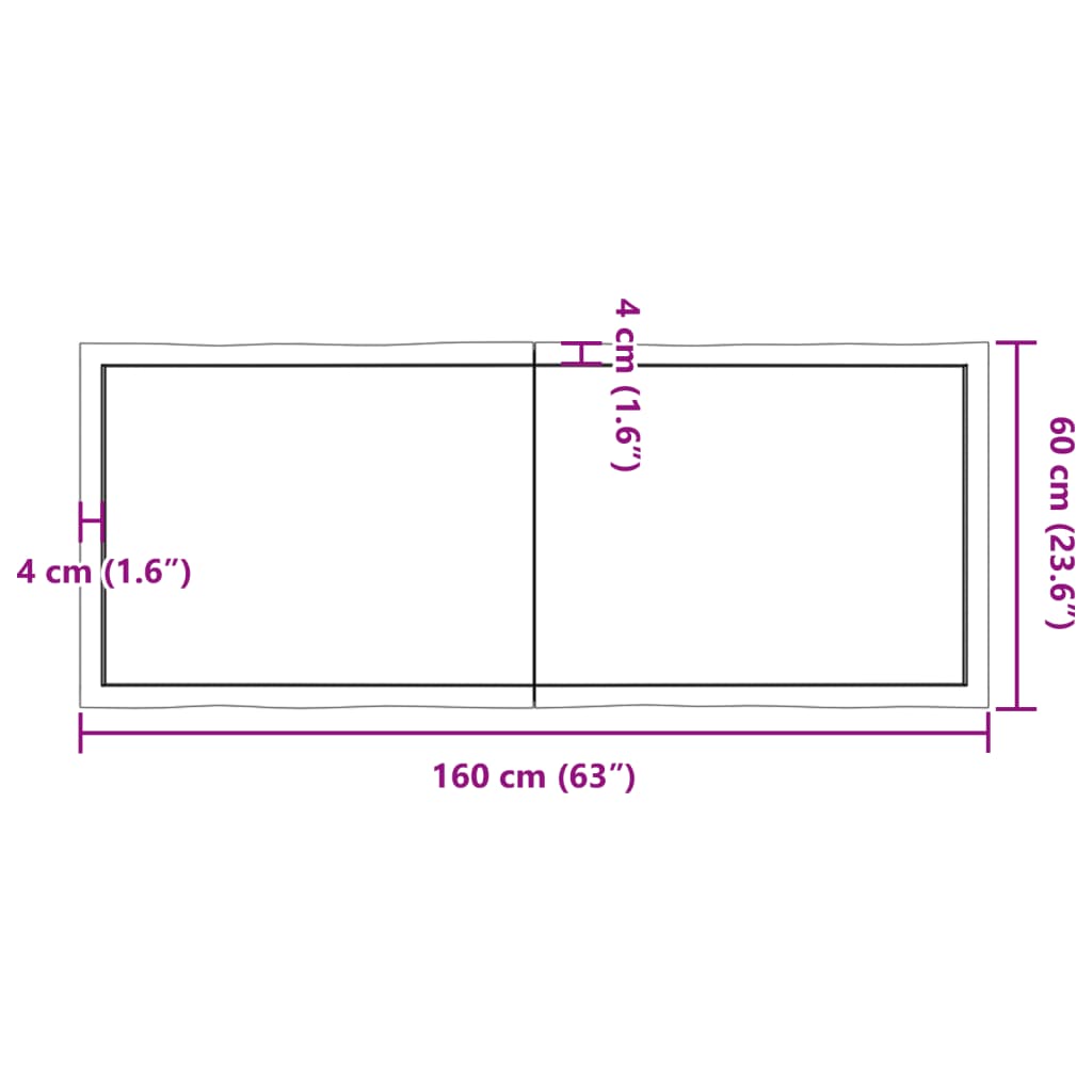 vidaXL Bordplate lysebrun 160x60x(2-6)cm behandlet heltre naturlig