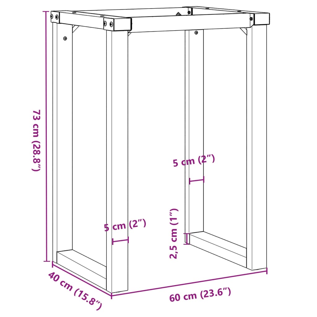 vidaXL Ben for spisebord O-ramme 60x40x73 cm støpejern