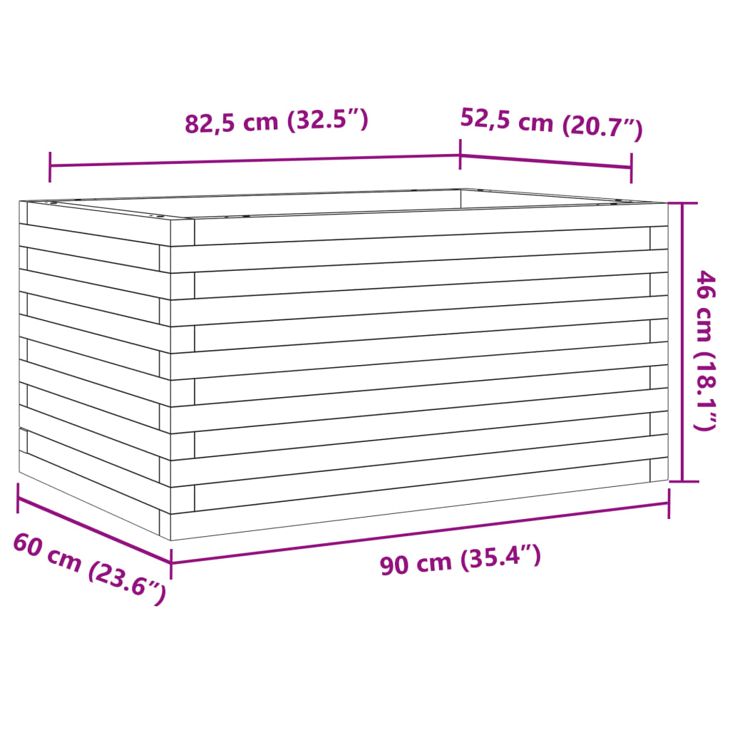 vidaXL Hageplantekasse voksbrun 90x60x46 cm heltre furu