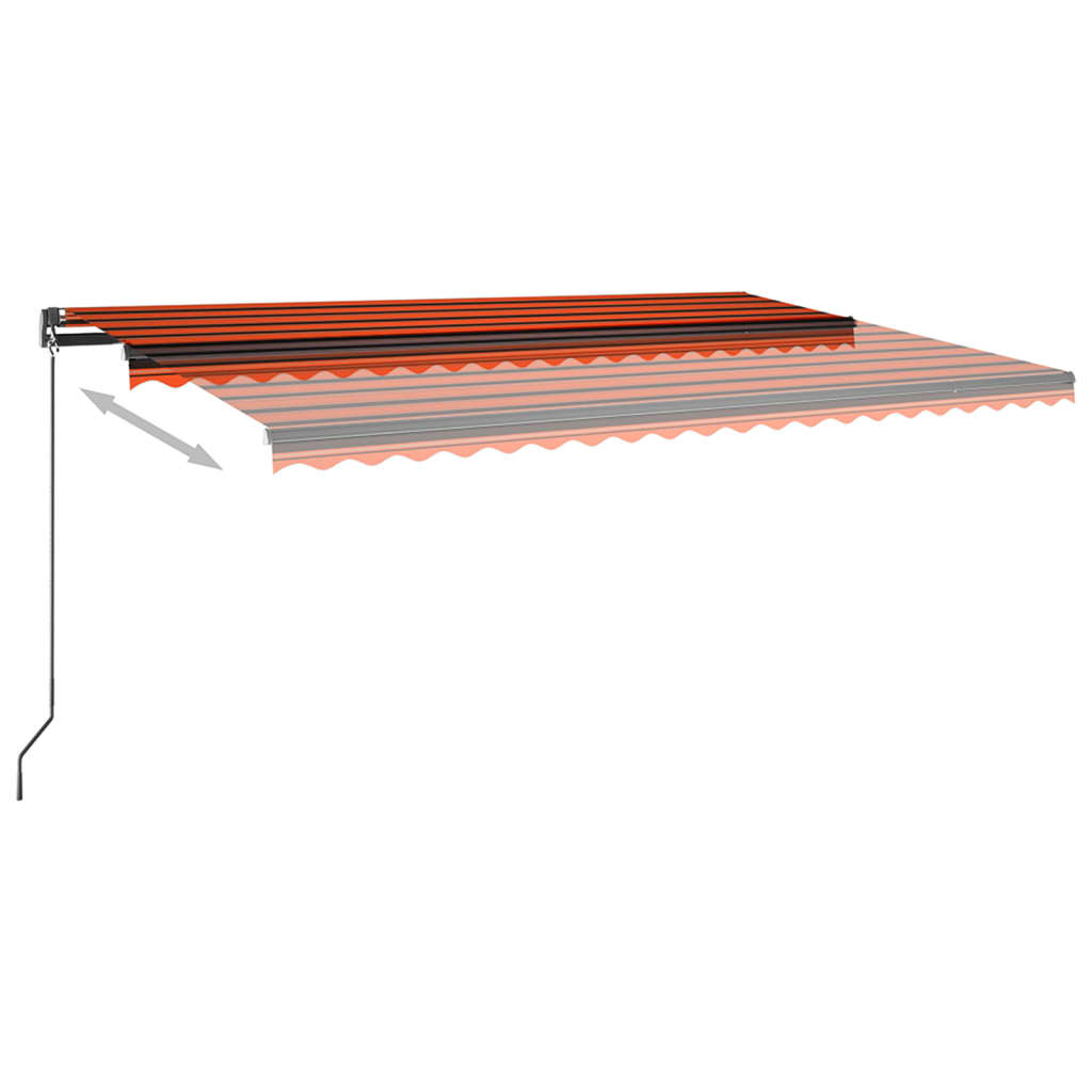 vidaXL Automatisk markise med vindsensor og LED 500x350cm oransje/brun