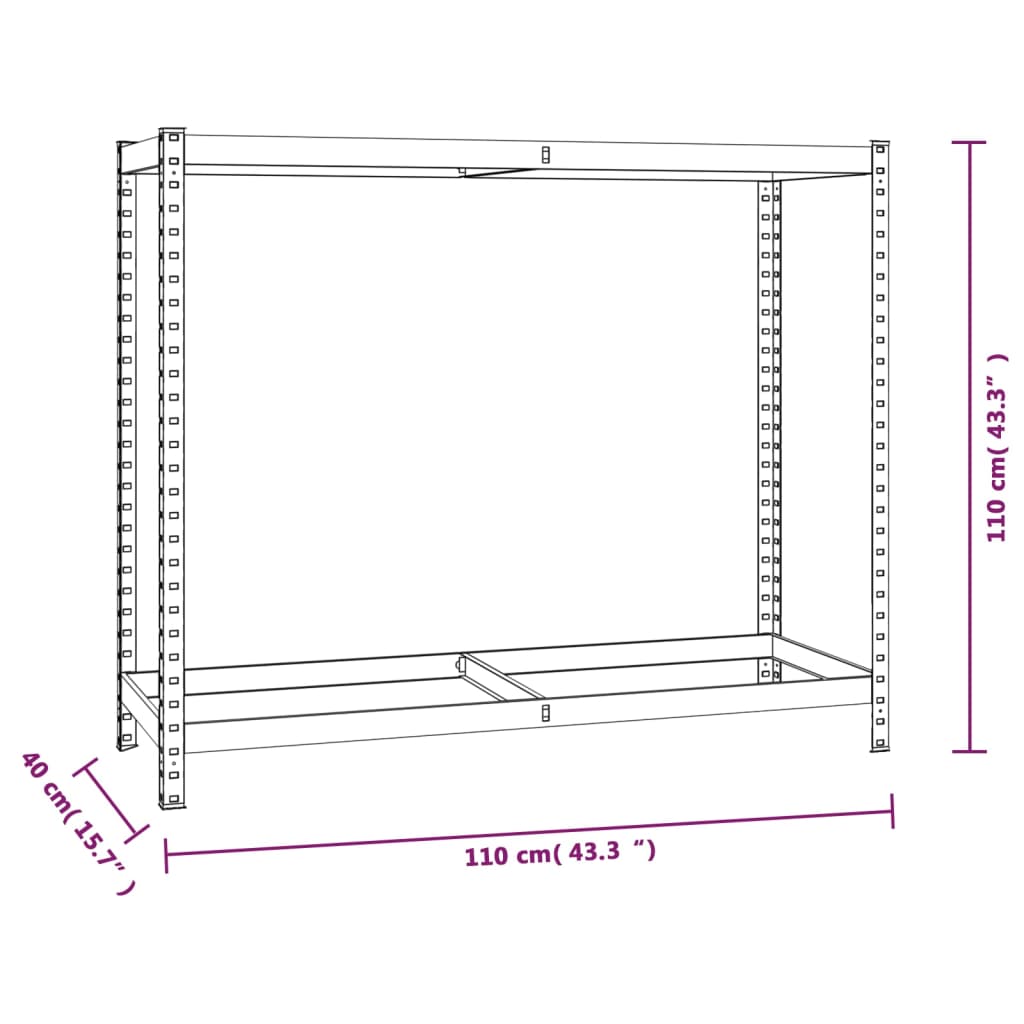 vidaXL Dekkstativer 2 lag 3 stk sølv 110x40x110 cm stål