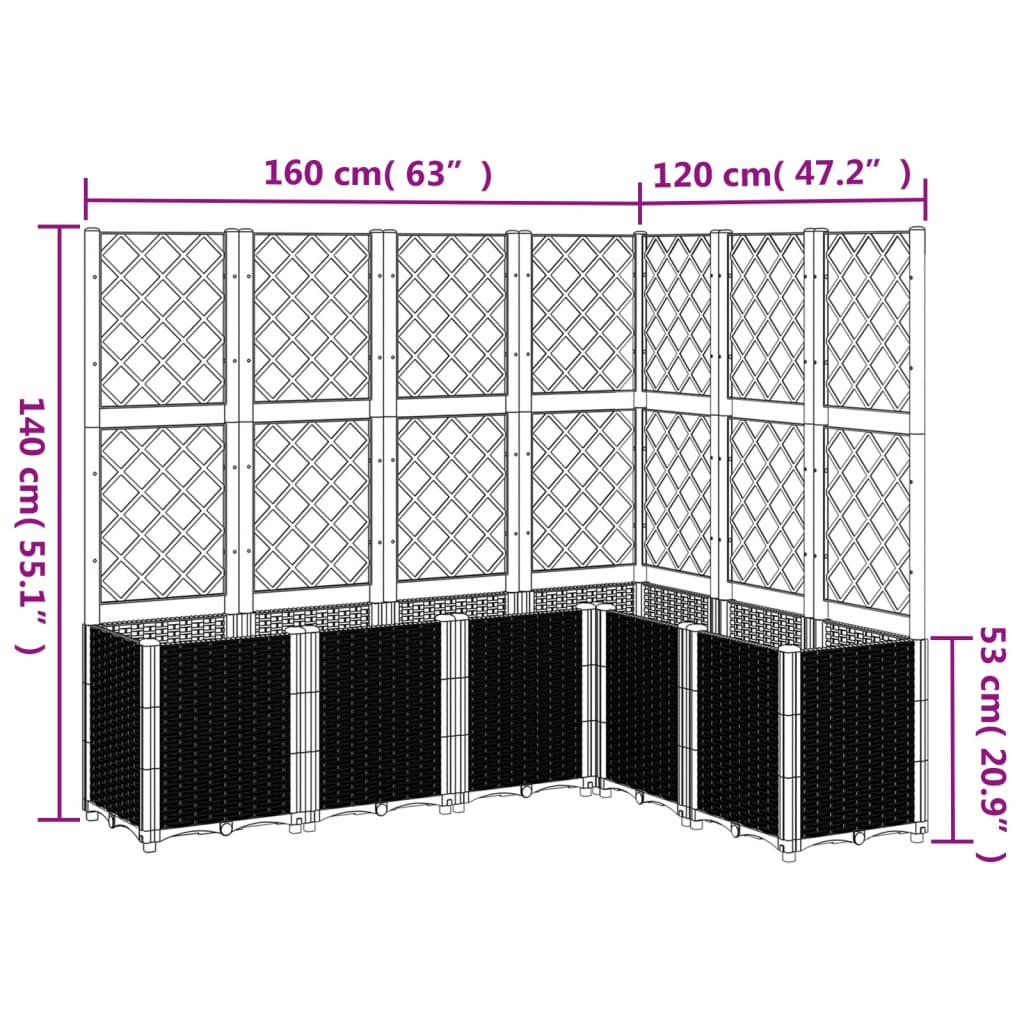 vidaXL Plantekasse med espalier lysegrå 160x120x140 cm PP