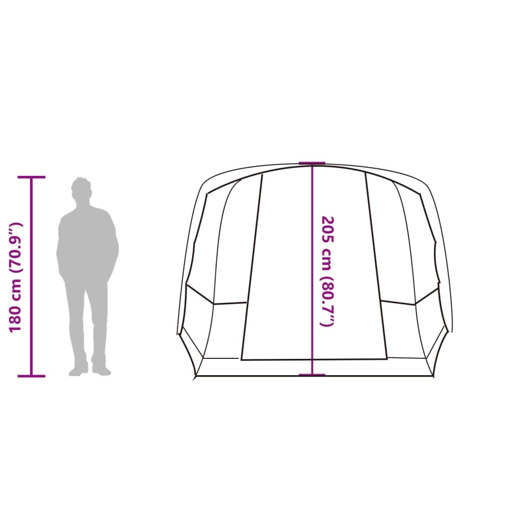 vidaXL Tunneltelt for camping 4 personer grå og oransje vanntett