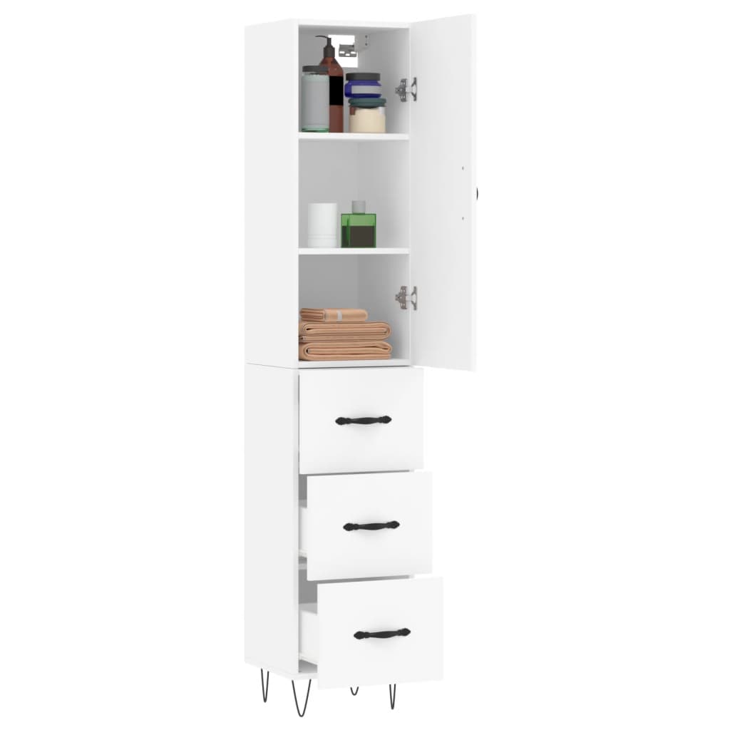 vidaXL Highboard hvit 34,5x34x180 cm konstruert tre