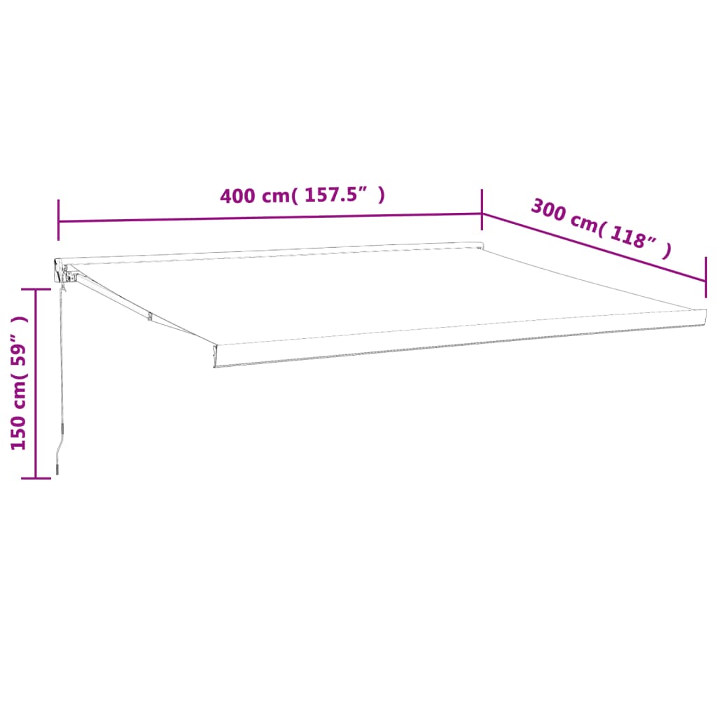 vidaXL Uttrekkbar markise gul og hvit 4x3 m stoff og aluminium