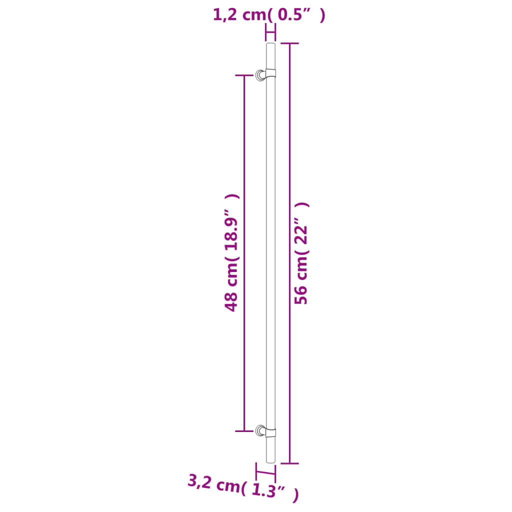 vidaXL Skaphåndtak 5 stk sølv 480 mm rustfritt stål