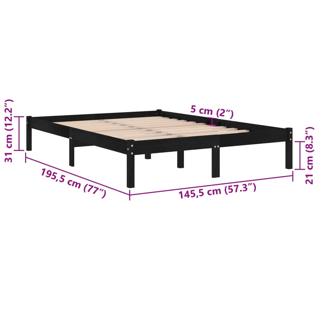 vidaXL Sengeramme heltre furu 140x190 cm svart