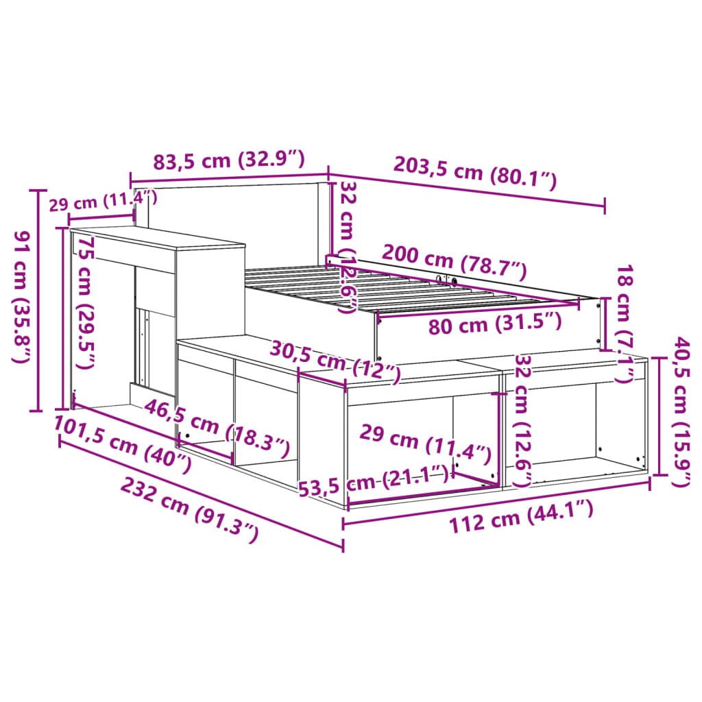 vidaXL Sengeramme uten madrass hvit 80x200 cm heltre furu