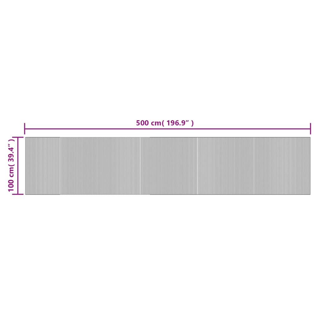 vidaXL Teppe rektangulær mørkebrun 100x500 cm bambus