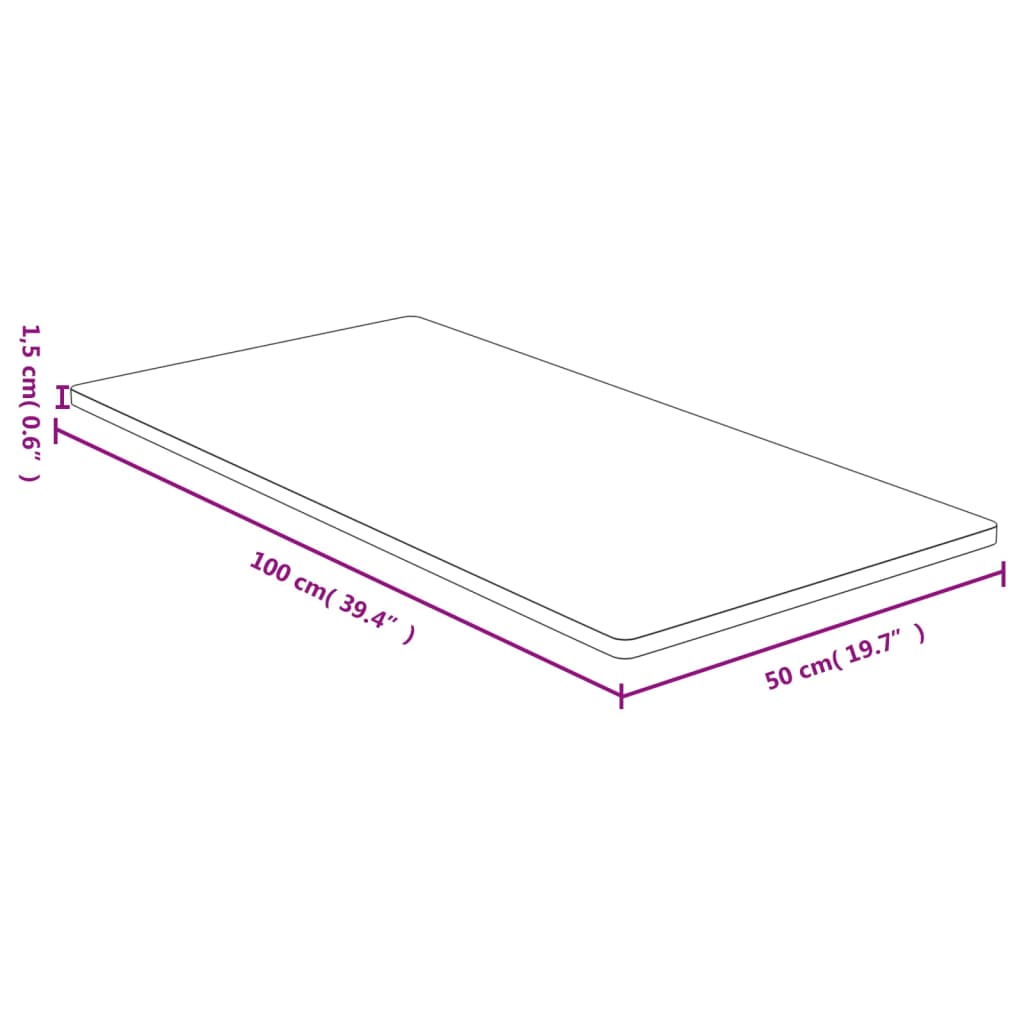 vidaXL Bordplate 50x100x1,5 cm bambus