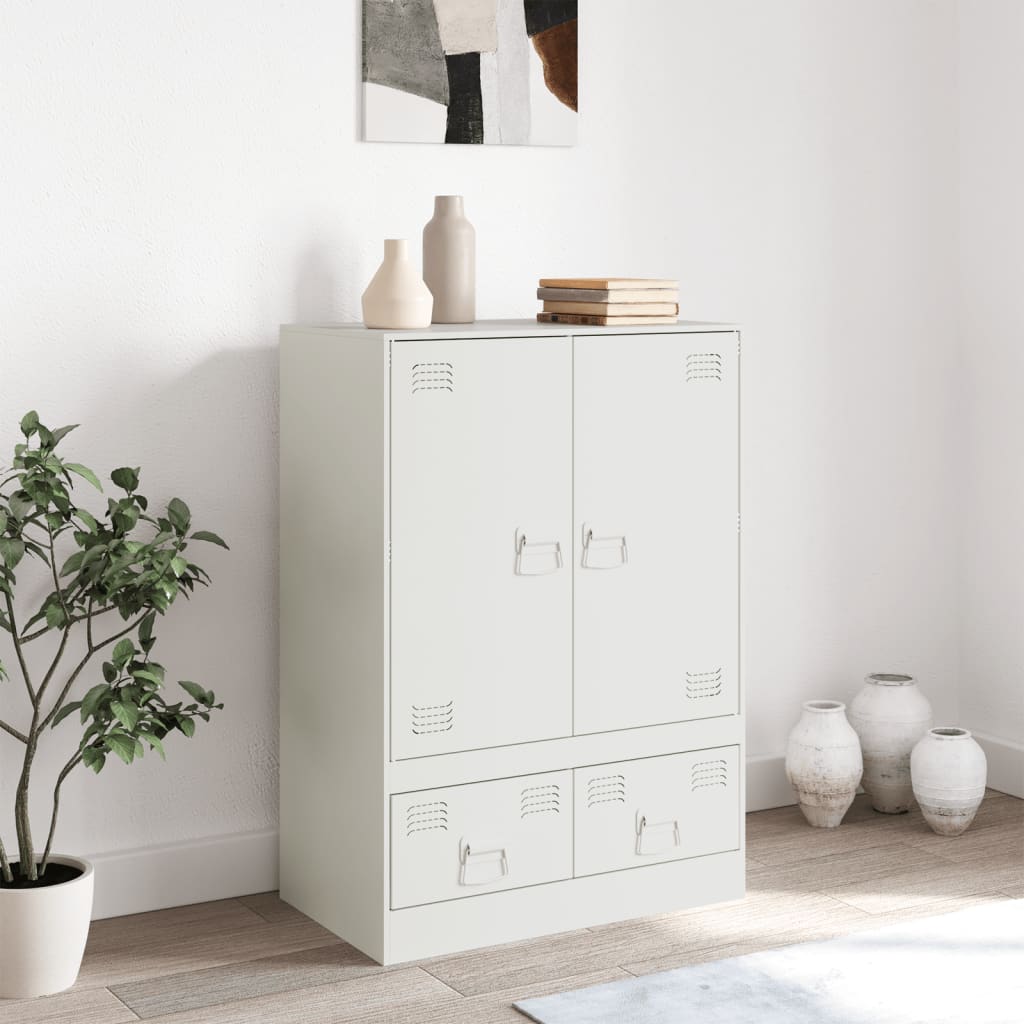 vidaXL Highboard hvit 67x39x95 cm stål