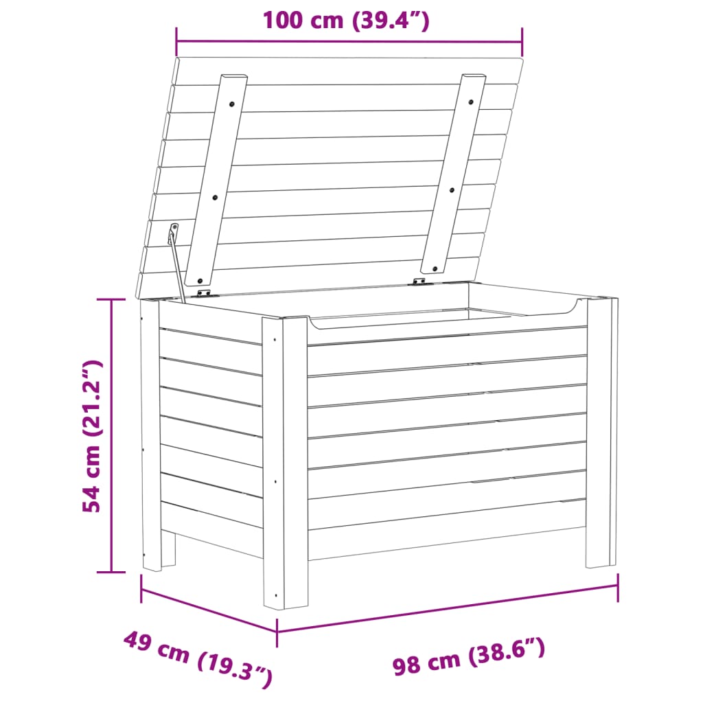 vidaXL Putekasse med lokk RANA hvit 100x49x54 cm heltre furu