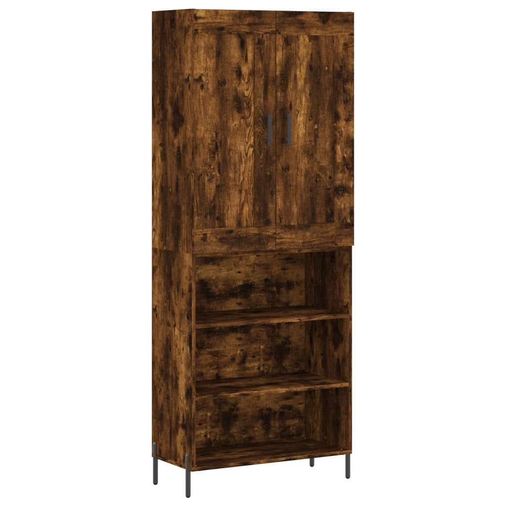 vidaXL Highboard røkt eik 69,5x34x180 cm konstruert tre