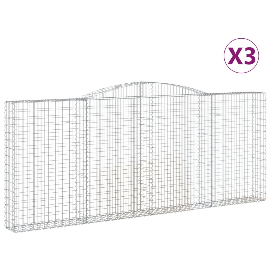 vidaXL Gabionkurver buede 3 stk 400x30x160/180 cm galvanisert jern