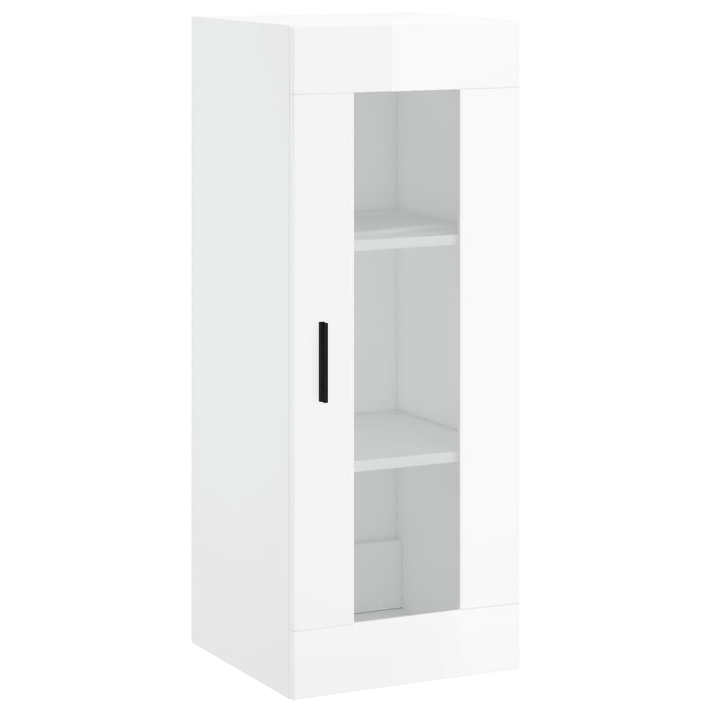 vidaXL Highboard høyglans hvit 34,5x34x180 cm konstruert tre