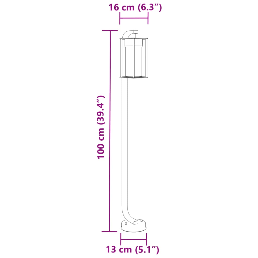 vidaXL Utendørs gulvlamper 3 stk svart 100 cm rustfritt stål