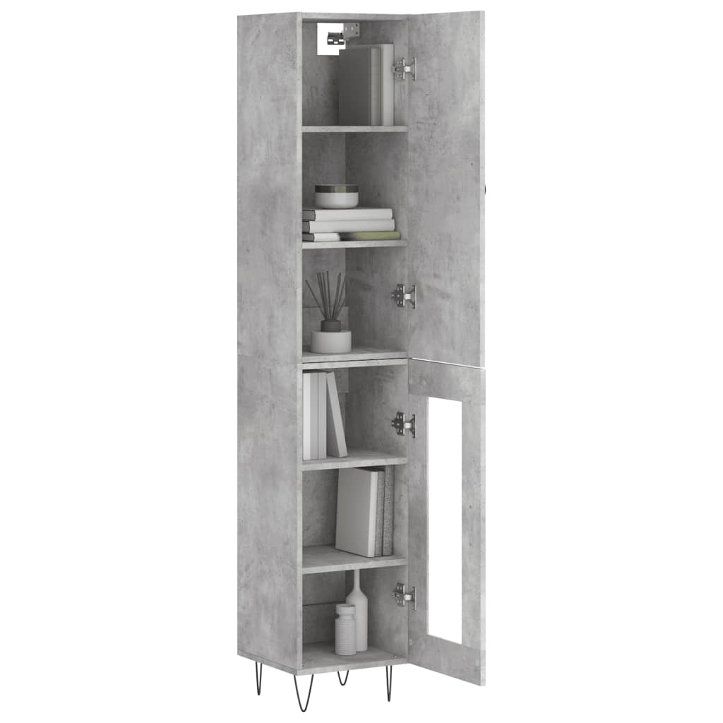 vidaXL Highboard betonggrå 34,5x34x180 cm konstruert tre