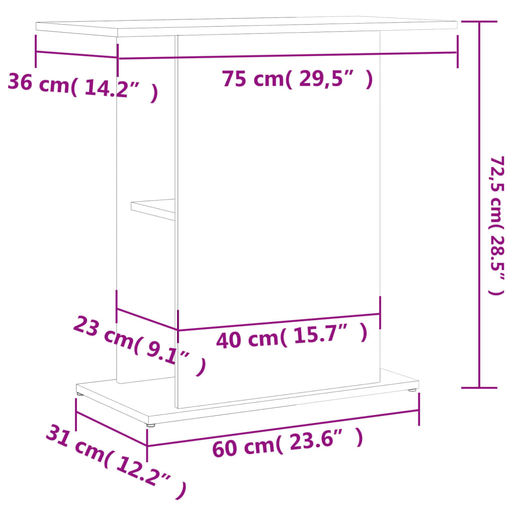 vidaXL Akvariumstativ svart 75x36x72,5 cm konstruert tre