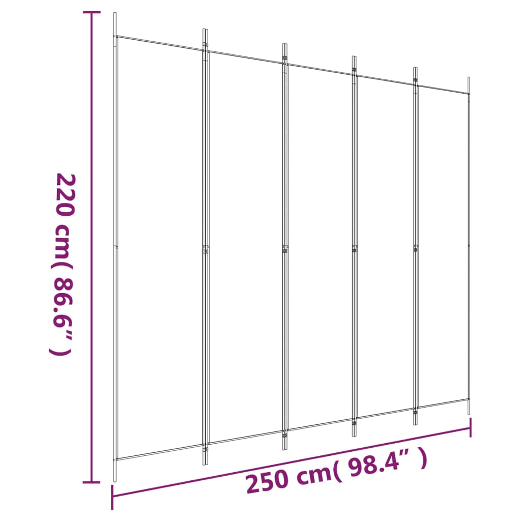 vidaXL Romdeler med 5 paneler antrasitt 250x220 cm stoff