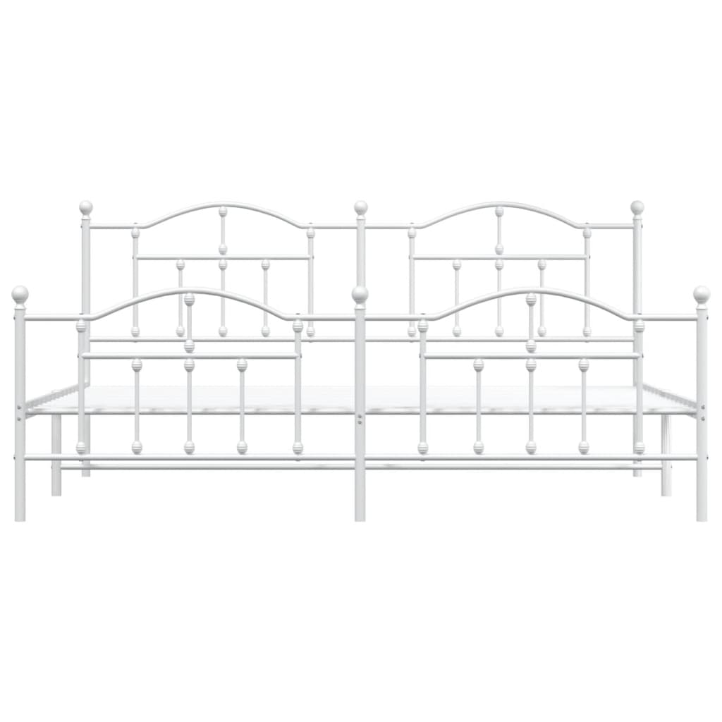 vidaXL Sengeramme i metall med hode- og fotgavl hvit 200x200 cm