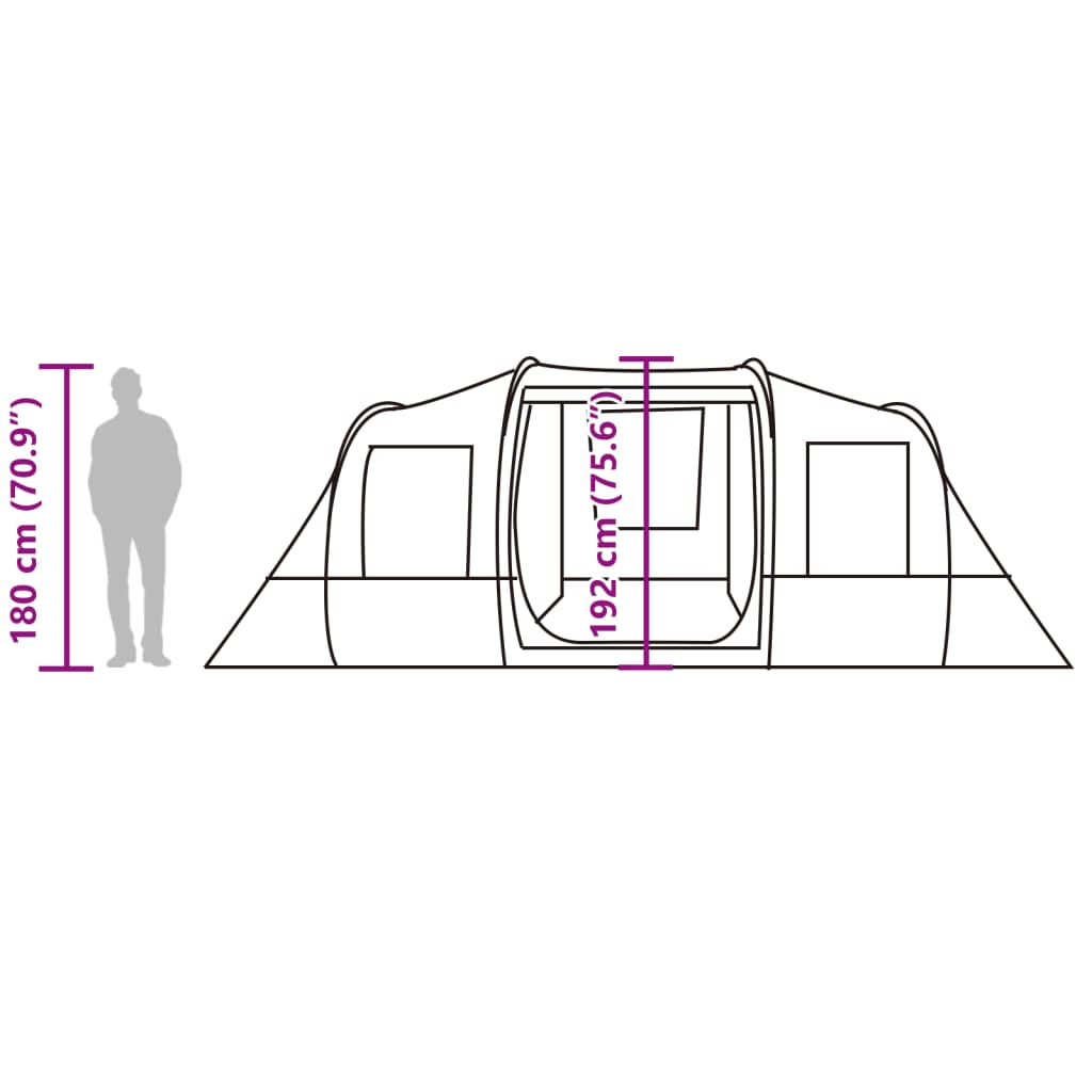 vidaXL Tunneltelt for camping 4 personer olivengrønn vanntett