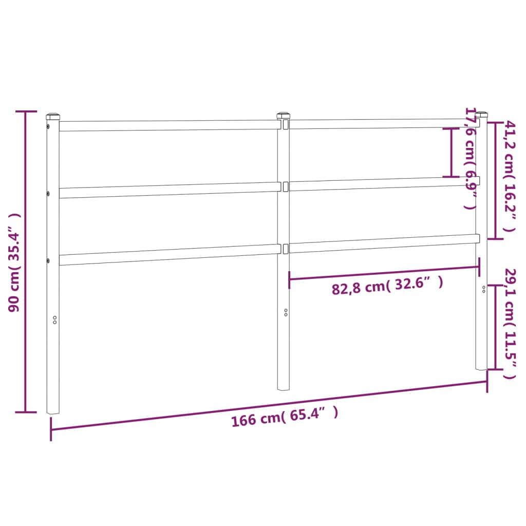 vidaXL Sengegavl i metall svart 160 cm