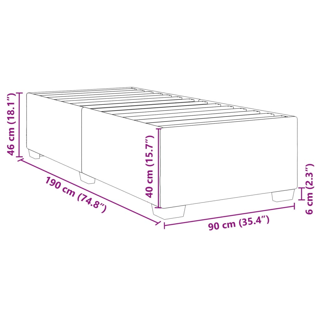 vidaXL Sengeramme svart 90x190 cm stoff