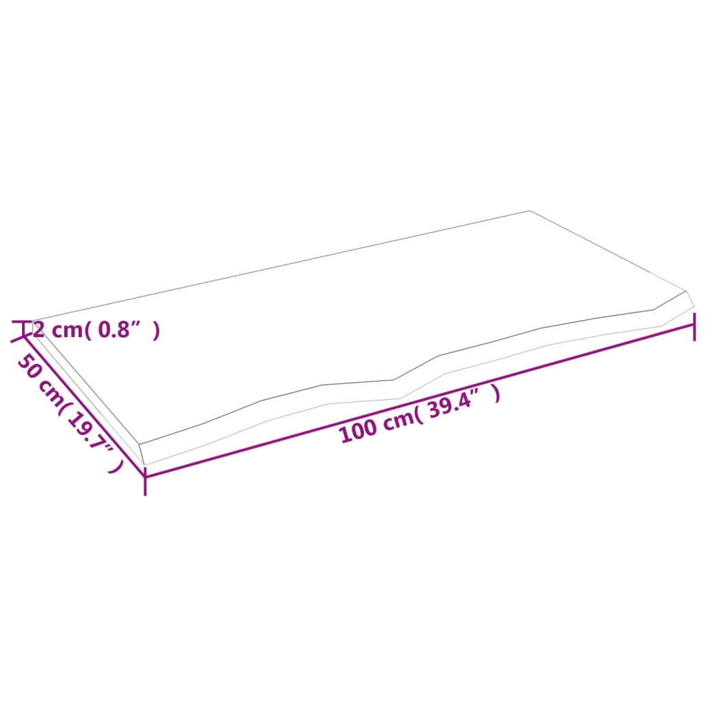 vidaXL Benkeplate til bad mørkebrun 100x50x2 cm behandlet heltre