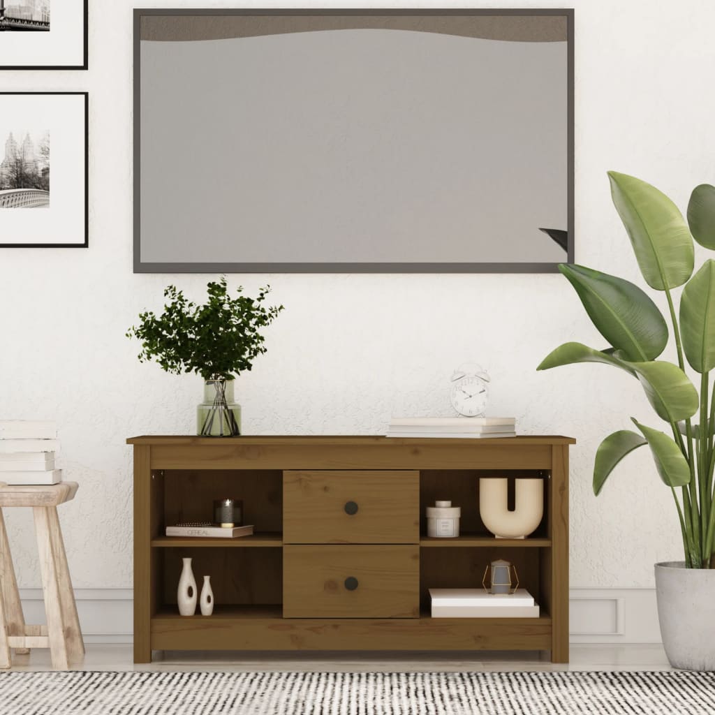 vidaXL TV-benk honningbrun 103x36,5x52 cm heltre furu